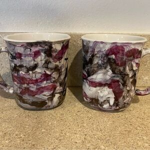 Marbled Ceramic Coffee Mugs - Pink and Black